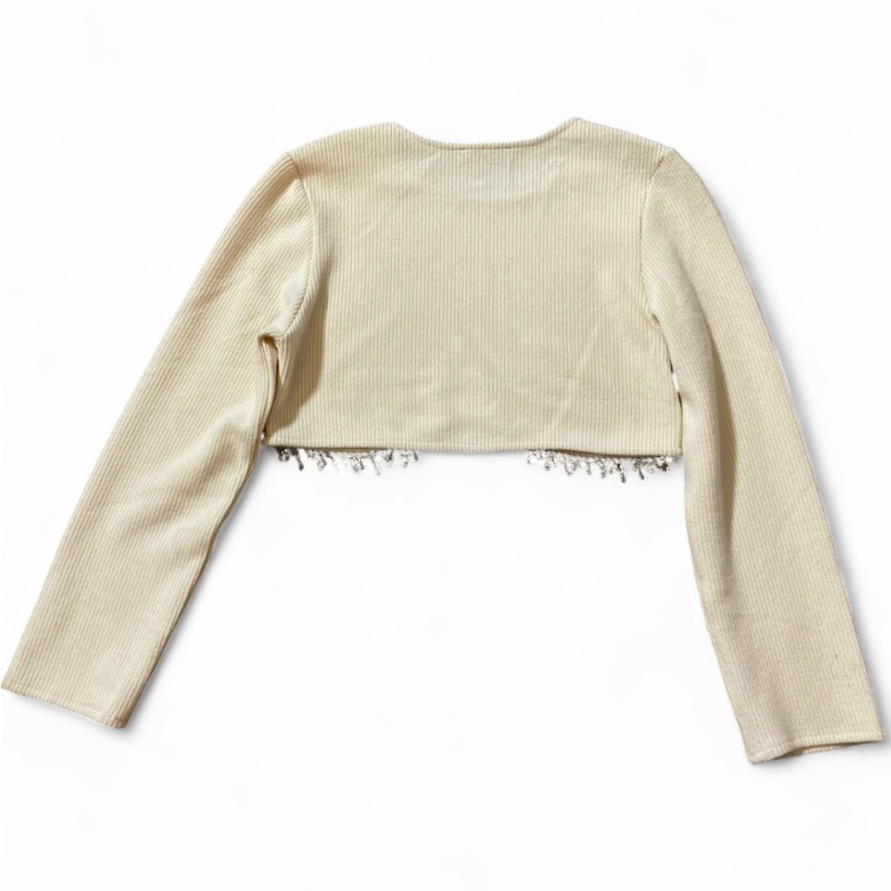 Zara Rhinestone Fringe Cropped Sweater - Picture 3 of 7